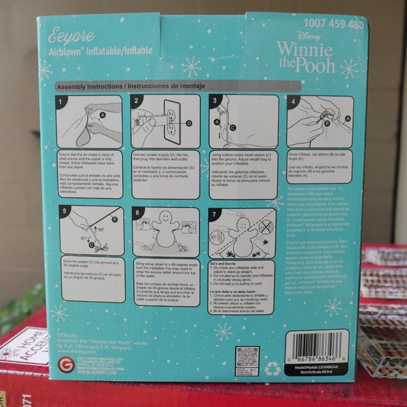 3.5 Ft Eeyore Donkey LED Airblown Inflatable Christmas Light Up Yard Gemmy NEW - Picture 5 of 6